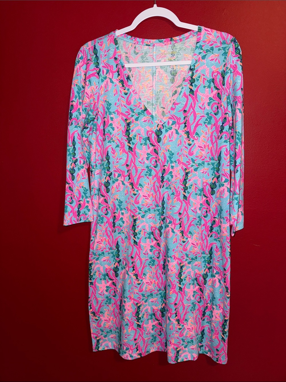 Lilly Pulitzer Tessa Dress Seaweed Samba- Pima Cotton Sz L